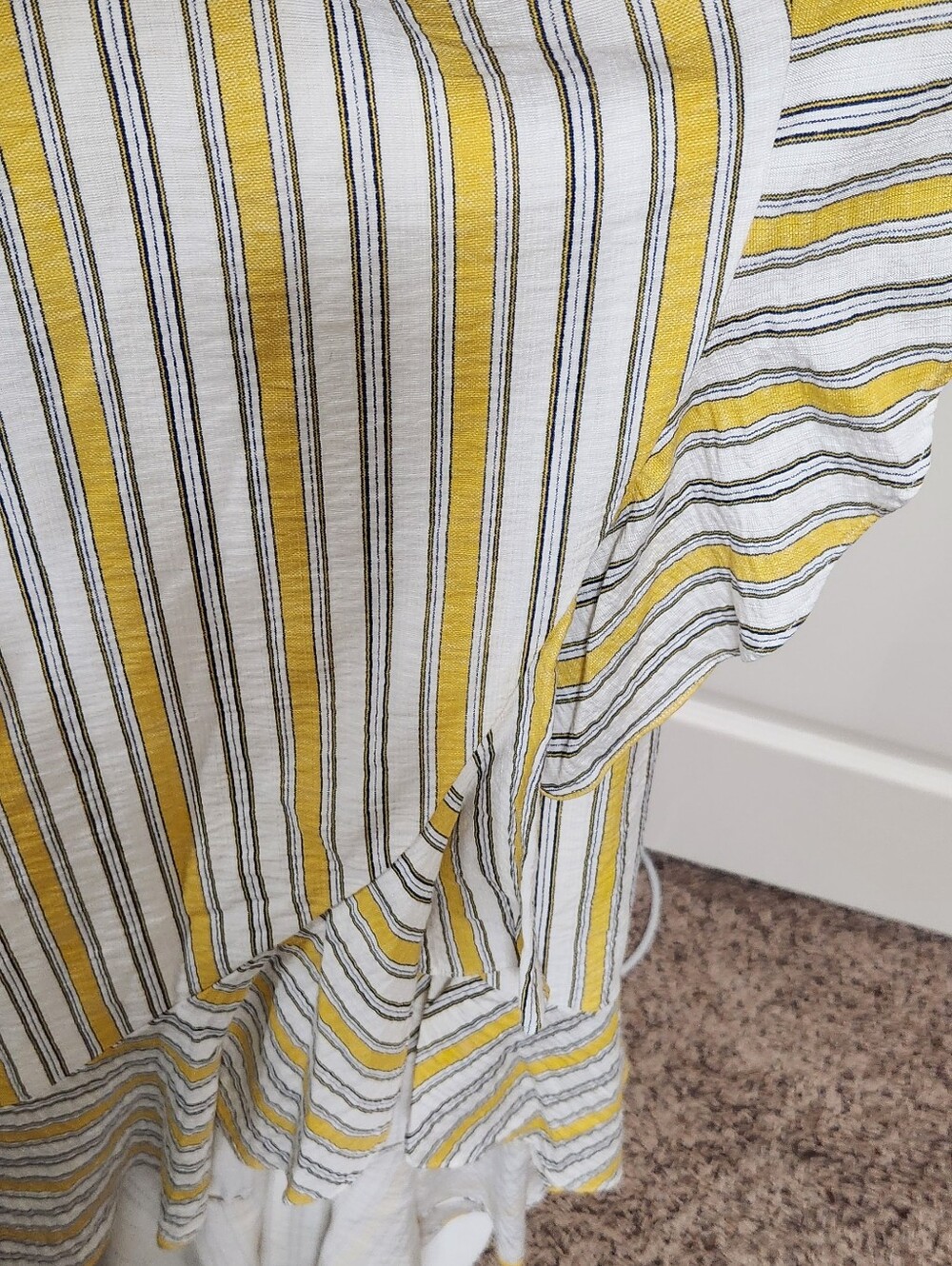 Lulus High Tide Yellow Striped One-Shoulder Midi Dress Medium - Picture 5 of 8